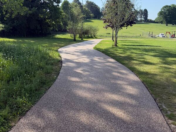 Espace public, allée serpentant dans le parc